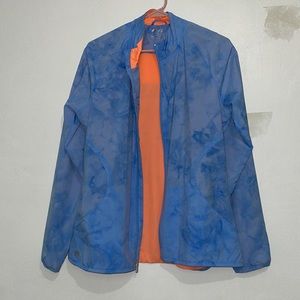 Size M Women's Adidas Blue and Orange Windbreaker Jacket